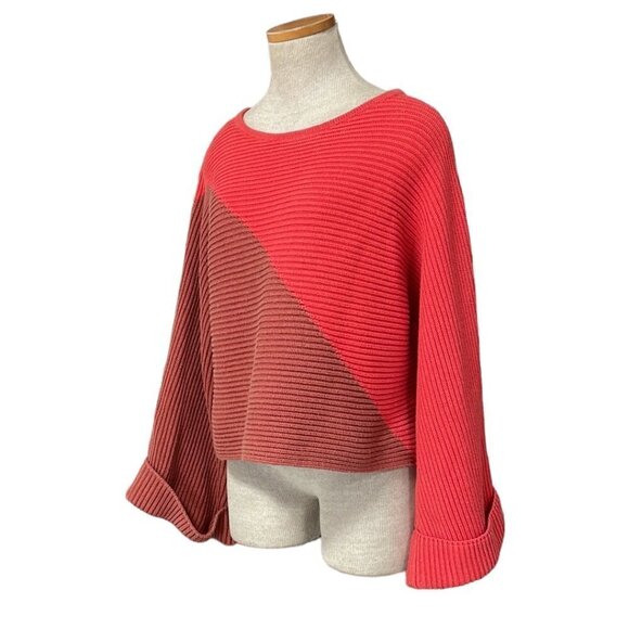 Slate & Willow Sweater Boxy Colorblock Red Knit Size Medium M - Picture 2 of 13